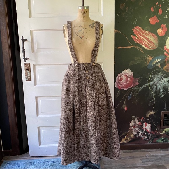 Vintage Dresses & Skirts - Vintage Tweed Suspender Autumn Maxi Dress